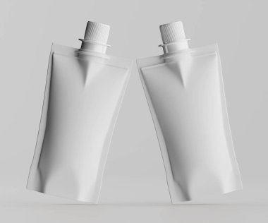 Model koleksiyonu için Doypack çanta paketleme 3B renderimg illüstrasyonu