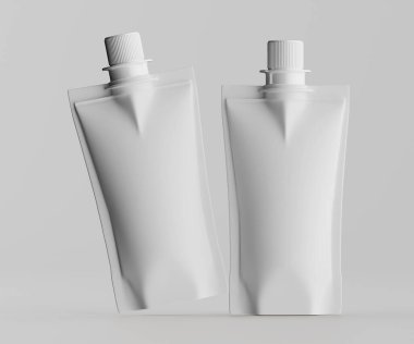 Model koleksiyonu için Doypack çanta paketleme 3B renderimg illüstrasyonu