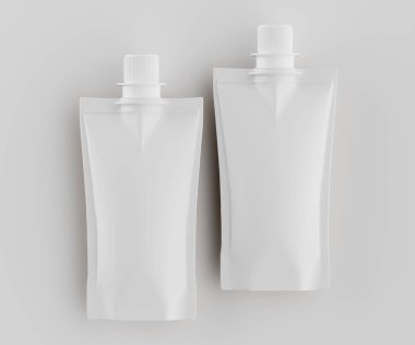 Model koleksiyonu için Doypack çanta paketleme 3B renderimg illüstrasyonu