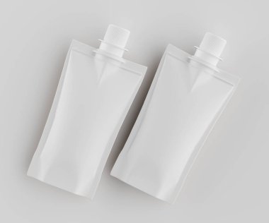 Model koleksiyonu için Doypack çanta paketleme 3B renderimg illüstrasyonu