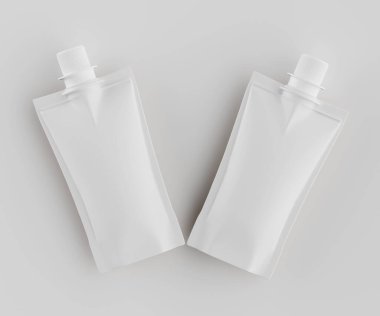 Model koleksiyonu için Doypack çanta paketleme 3B renderimg illüstrasyonu