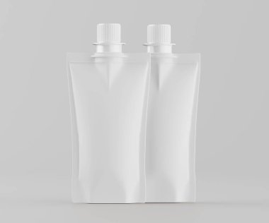 Model koleksiyonu için Doypack çanta paketleme 3B renderimg illüstrasyonu