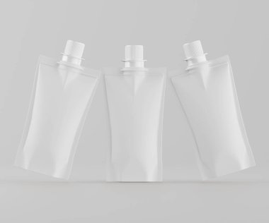 Model koleksiyonu için Doypack çanta paketleme 3B renderimg illüstrasyonu