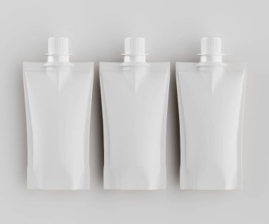 Model koleksiyonu için Doypack çanta paketleme 3B renderimg illüstrasyonu