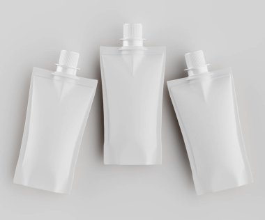 Model koleksiyonu için Doypack çanta paketleme 3B renderimg illüstrasyonu