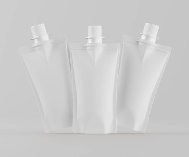 Model koleksiyonu için Doypack çanta paketleme 3B renderimg illüstrasyonu