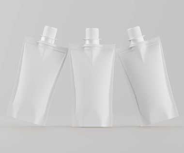 Model koleksiyonu için Doypack çanta paketleme 3B renderimg illüstrasyonu