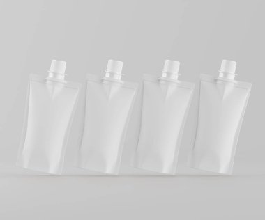 Model koleksiyonu için Doypack çanta paketleme 3B renderimg illüstrasyonu