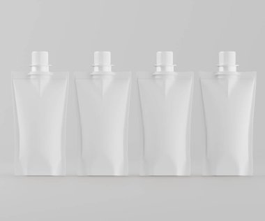 Model koleksiyonu için Doypack çanta paketleme 3B renderimg illüstrasyonu