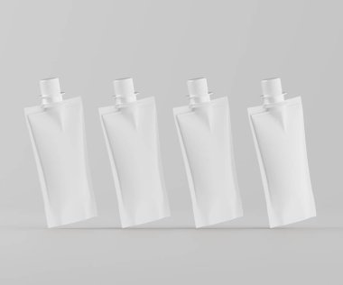 Model koleksiyonu için Doypack çanta paketleme 3B renderimg illüstrasyonu