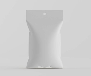 3B Render illüstrasyon beyaz kraft kağıt çanta genellikle yiyecek veya aperatif paketleme için kullanılır