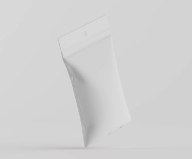 3B Render illüstrasyon beyaz kraft kağıt çanta genellikle yiyecek veya aperatif paketleme için kullanılır