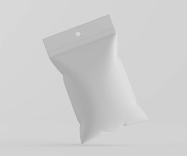 3B Render illüstrasyon beyaz kraft kağıt çanta genellikle yiyecek veya aperatif paketleme için kullanılır