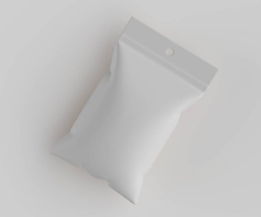 3B Render illüstrasyon beyaz kraft kağıt çanta genellikle yiyecek veya aperatif paketleme için kullanılır