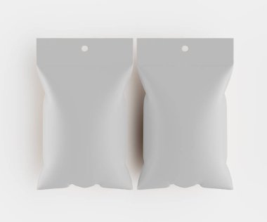 3B Render illüstrasyon beyaz kraft kağıt çanta genellikle yiyecek veya aperatif paketleme için kullanılır