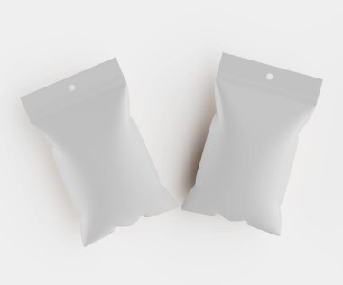 3B Render illüstrasyon beyaz kraft kağıt çanta genellikle yiyecek veya aperatif paketleme için kullanılır