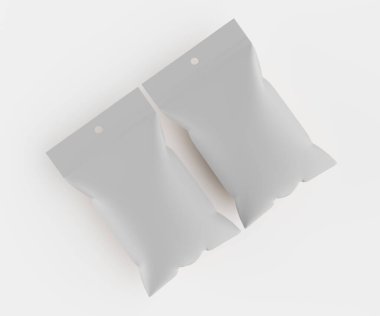 3B Render illüstrasyon beyaz kraft kağıt çanta genellikle yiyecek veya aperatif paketleme için kullanılır