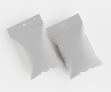 3B Render illüstrasyon beyaz kraft kağıt çanta genellikle yiyecek veya aperatif paketleme için kullanılır