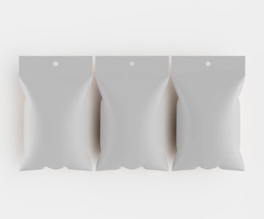 3B Render illüstrasyon beyaz kraft kağıt çanta genellikle yiyecek veya aperatif paketleme için kullanılır