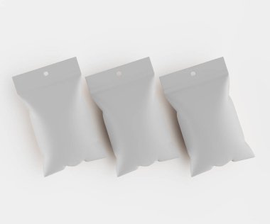 3B Render illüstrasyon beyaz kraft kağıt çanta genellikle yiyecek veya aperatif paketleme için kullanılır