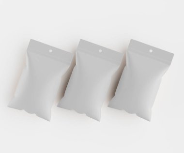 3B Render illüstrasyon beyaz kraft kağıt çanta genellikle yiyecek veya aperatif paketleme için kullanılır