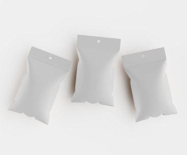 3B Render illüstrasyon beyaz kraft kağıt çanta genellikle yiyecek veya aperatif paketleme için kullanılır