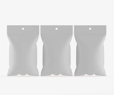 3B Render illüstrasyon beyaz kraft kağıt çanta genellikle yiyecek veya aperatif paketleme için kullanılır