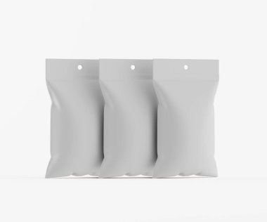 3B Render illüstrasyon beyaz kraft kağıt çanta genellikle yiyecek veya aperatif paketleme için kullanılır