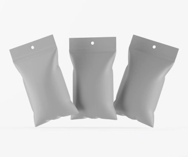 3B Render illüstrasyon beyaz kraft kağıt çanta genellikle yiyecek veya aperatif paketleme için kullanılır