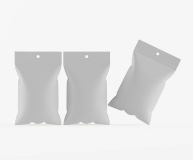 3B Render illüstrasyon beyaz kraft kağıt çanta genellikle yiyecek veya aperatif paketleme için kullanılır