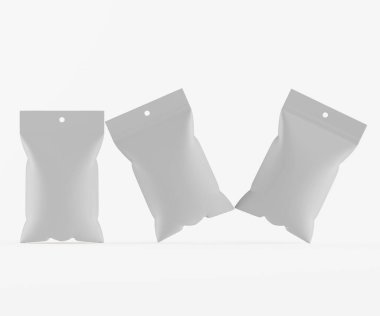 3B Render illüstrasyon beyaz kraft kağıt çanta genellikle yiyecek veya aperatif paketleme için kullanılır