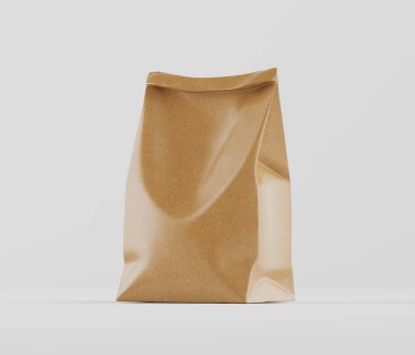 Beyaz Arkaplanda izole edilmiş model koleksiyonu için 3B resimleme Kraft Kağıt Torbası