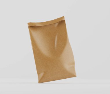 Beyaz Arkaplanda izole edilmiş model koleksiyonu için 3B resimleme Kraft Kağıt Torbası