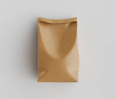 Beyaz Arkaplanda izole edilmiş model koleksiyonu için 3B resimleme Kraft Kağıt Torbası