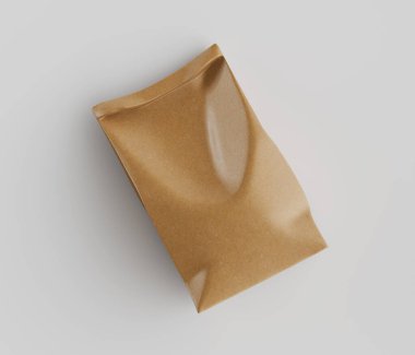 Beyaz Arkaplanda izole edilmiş model koleksiyonu için 3B resimleme Kraft Kağıt Torbası