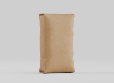Çuval Paketleme kahverengi rengi gri arkaplanda izole edildi