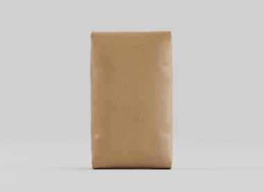Çuval Paketleme kahverengi rengi gri arkaplanda izole edildi