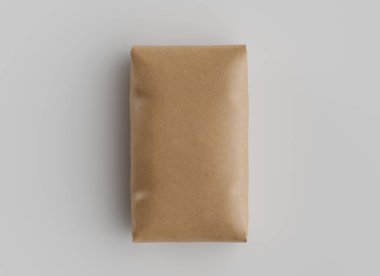 Çuval Paketleme kahverengi rengi gri arkaplanda izole edildi