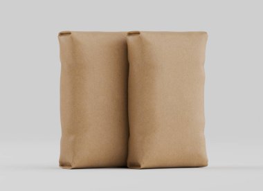 Çuval Paketleme kahverengi rengi gri arkaplanda izole edildi