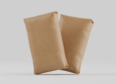 Çuval Paketleme kahverengi rengi gri arkaplanda izole edildi