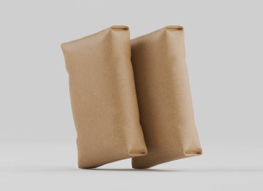 Çuval Paketleme kahverengi rengi gri arkaplanda izole edildi