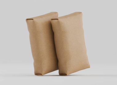 Çuval Paketleme kahverengi rengi gri arkaplanda izole edildi
