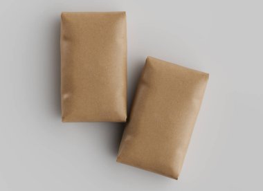 Çuval Paketleme kahverengi rengi gri arkaplanda izole edildi
