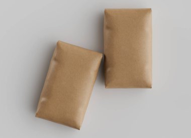 Çuval Paketleme kahverengi rengi gri arkaplanda izole edildi