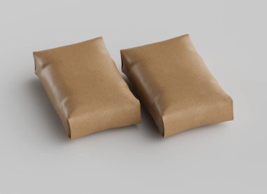 Çuval Paketleme kahverengi rengi gri arkaplanda izole edildi