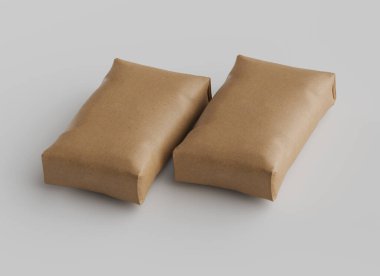 Çuval Paketleme kahverengi rengi gri arkaplanda izole edildi