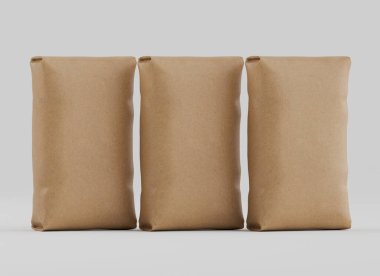 Çuval Paketleme kahverengi rengi gri arkaplanda izole edildi