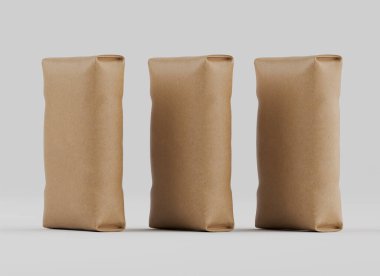 Çuval Paketleme kahverengi rengi gri arkaplanda izole edildi