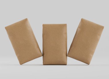 Çuval Paketleme kahverengi rengi gri arkaplanda izole edildi