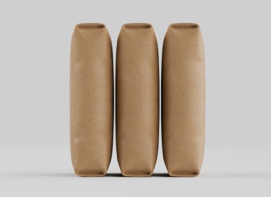 Çuval Paketleme kahverengi rengi gri arkaplanda izole edildi